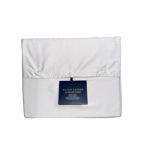 NWT Ralph Lauren Organic Sateen Queen Flat Sheet Platinum Gray 624 Thread Count